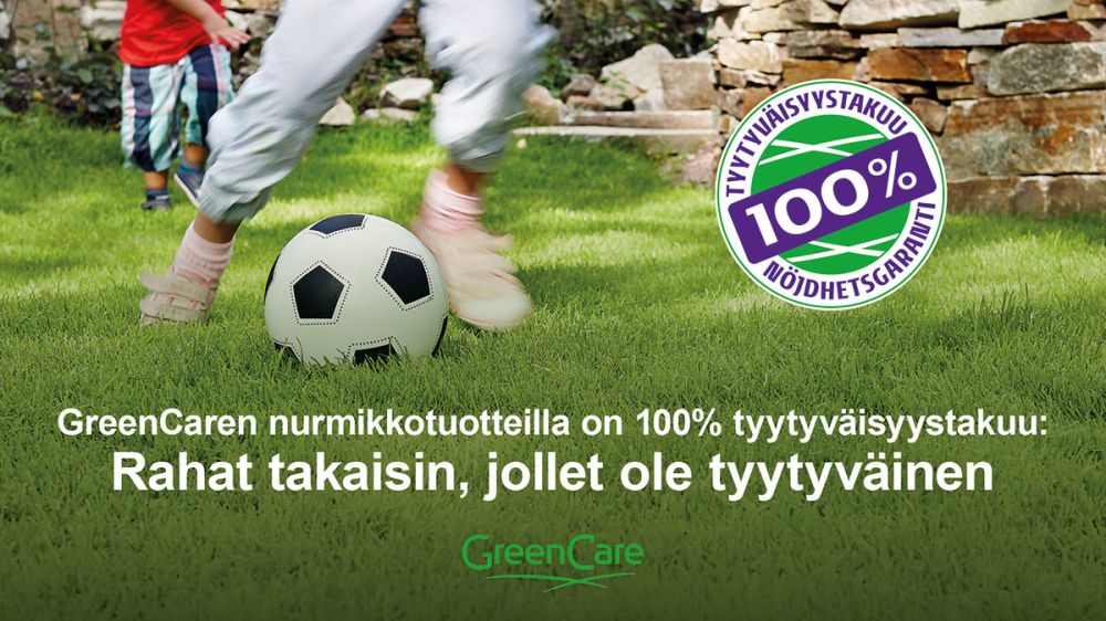 GreenCare 100% nurmikon tyytyväisyystakuu