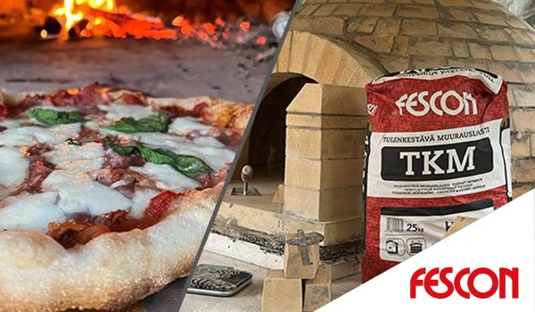 Pizzauunin rakentaminen Fesconin tulenkestävillä tuotteilla
